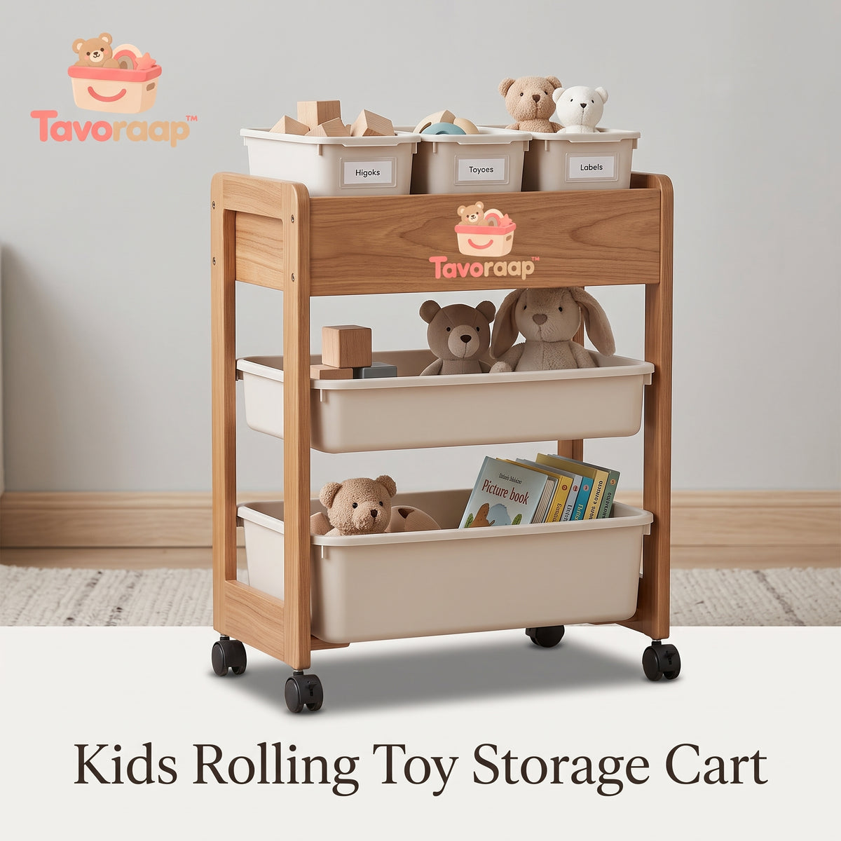 Tavoraap™ Kids Rolling Toy Storage Cart image 2