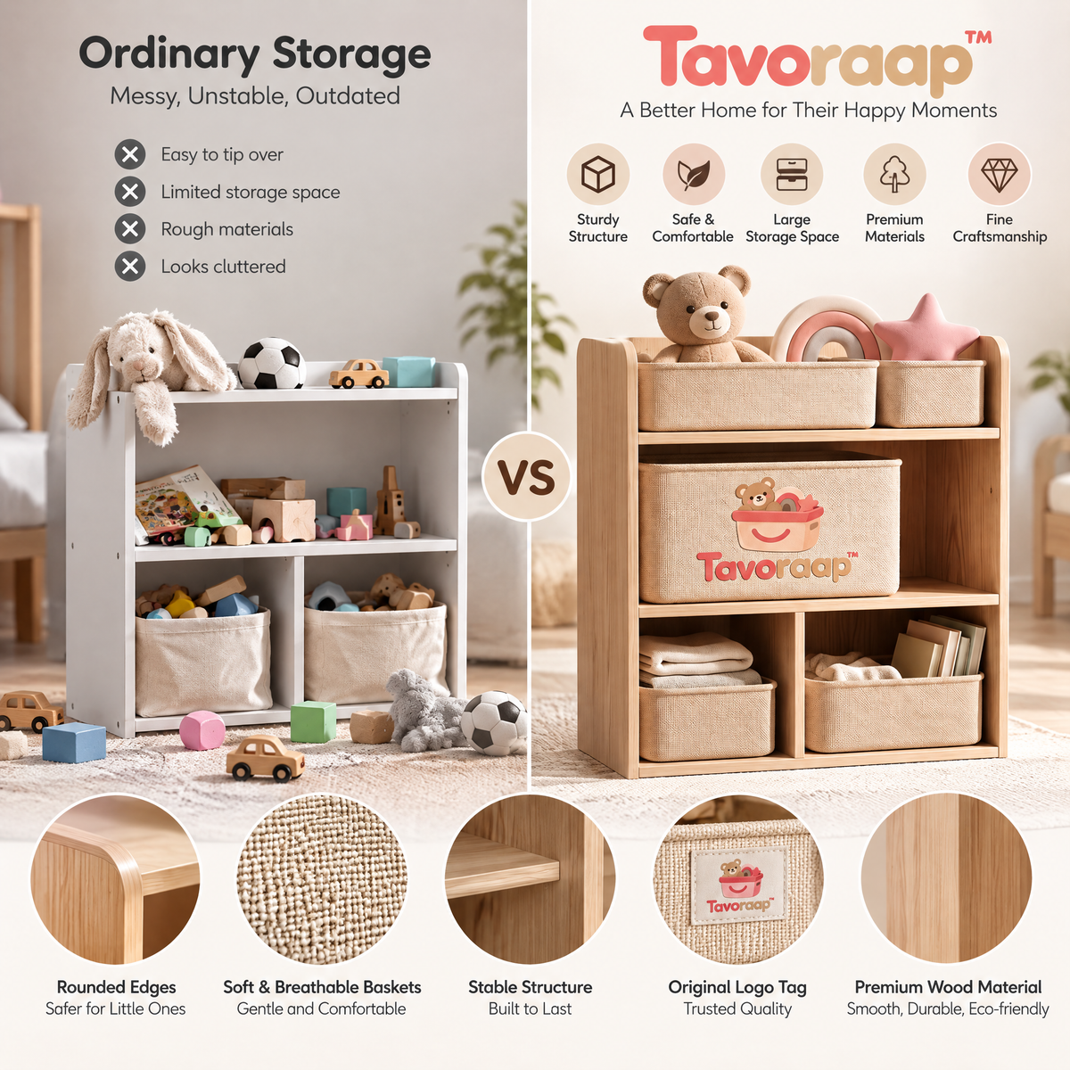 Tavoraap™ Kids Toy Storage Basket Shelf image 3