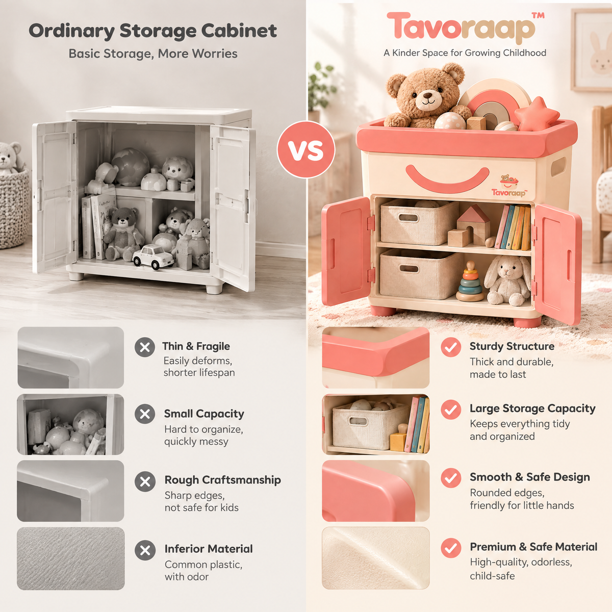 Tavoraap™ Kids Room Storage Cabinet with Doors image 4