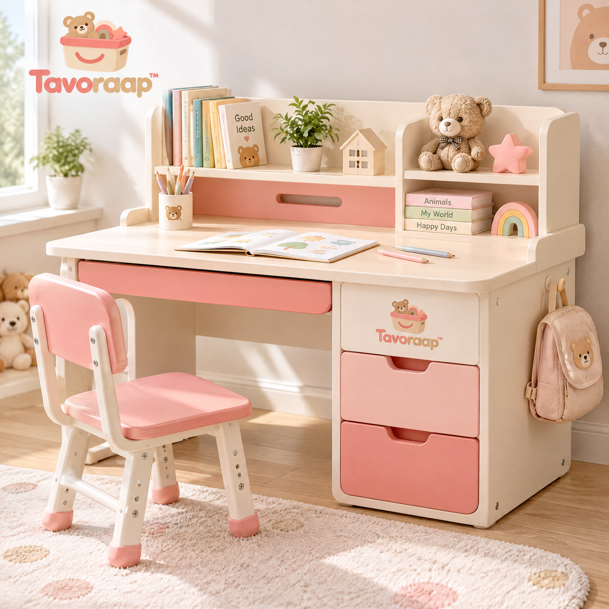 Tavoraap™ Kids Study Desk with Storage Drawers image 2