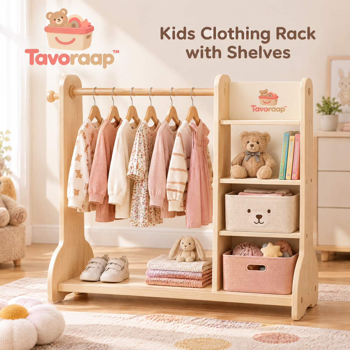 Tavoraap™ Kids Clothing Rack with Shelves image 2