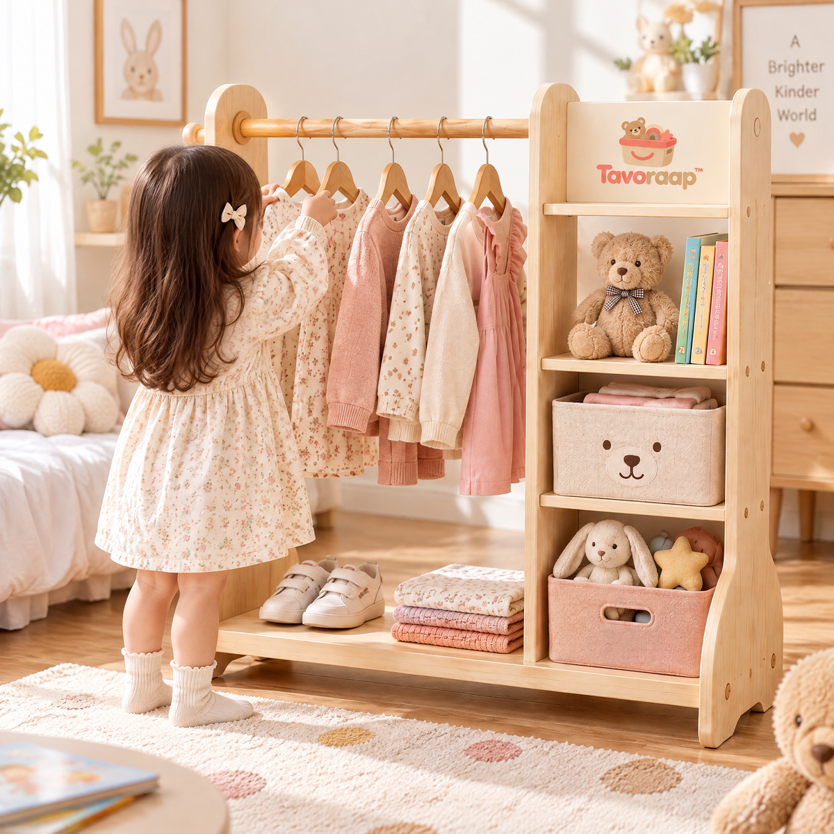 Tavoraap™ Kids Clothing Rack with Shelves image 1