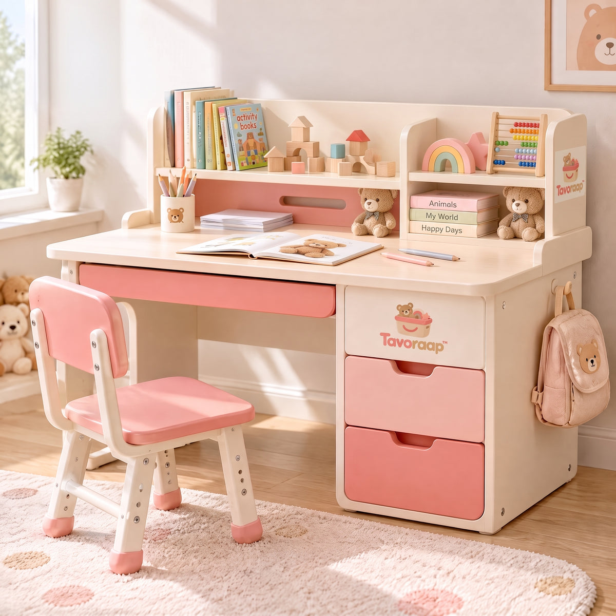 Tavoraap™ Kids Study Desk with Storage Drawers image 3
