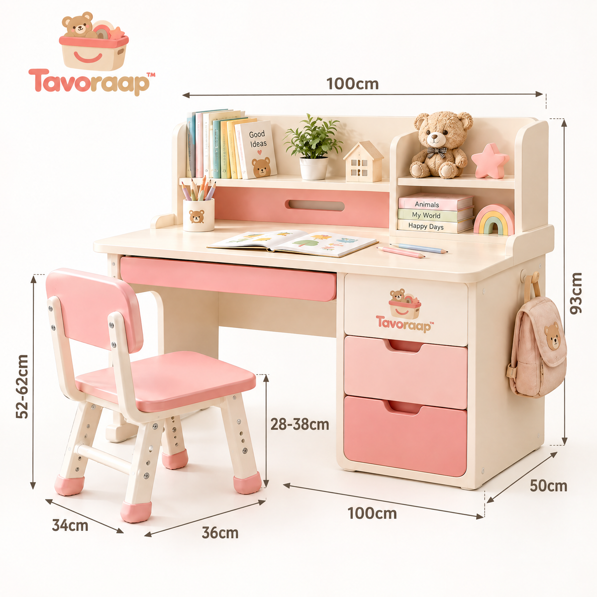 Tavoraap™ Kids Study Desk with Storage Drawers image 6
