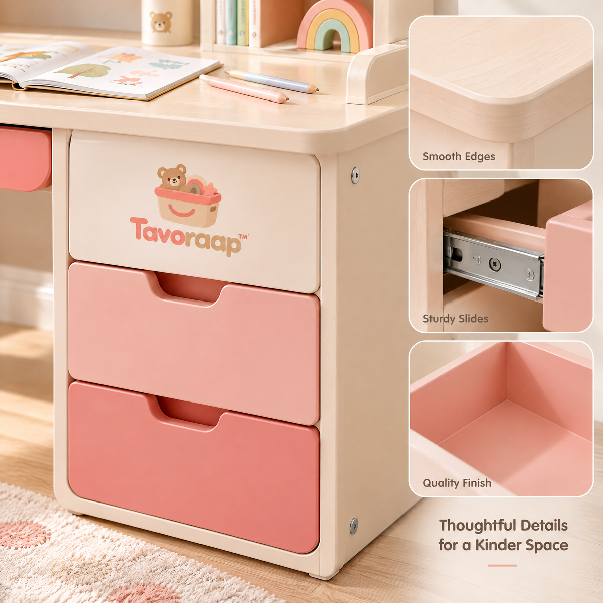 Tavoraap™ Kids Study Desk with Storage Drawers image 7