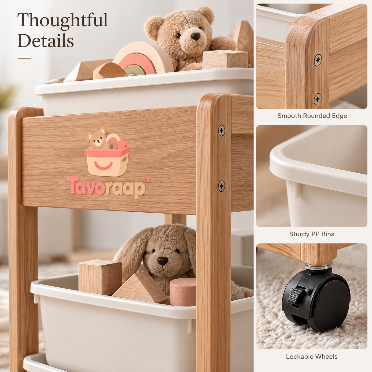 Tavoraap™ Kids Rolling Toy Storage Cart image 5