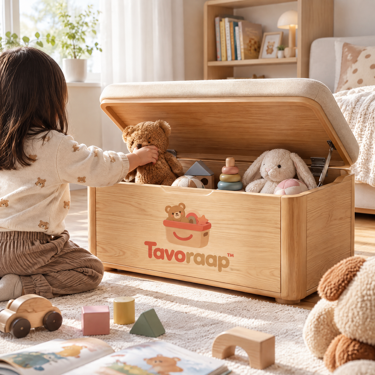 Tavoraap™ Kids Toy Box Bench with Storage image 5