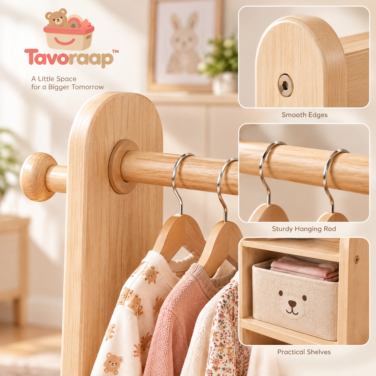 Tavoraap™ Kids Clothing Rack with Shelves image 6