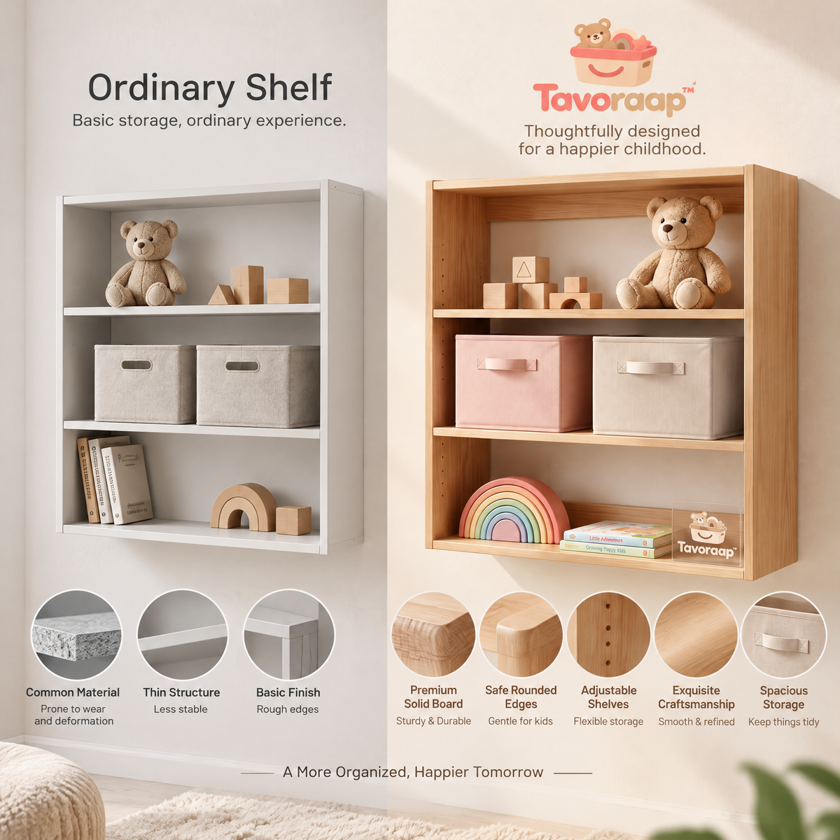 Tavoraap™ Children’s Playroom Storage Wall Shelf image 4