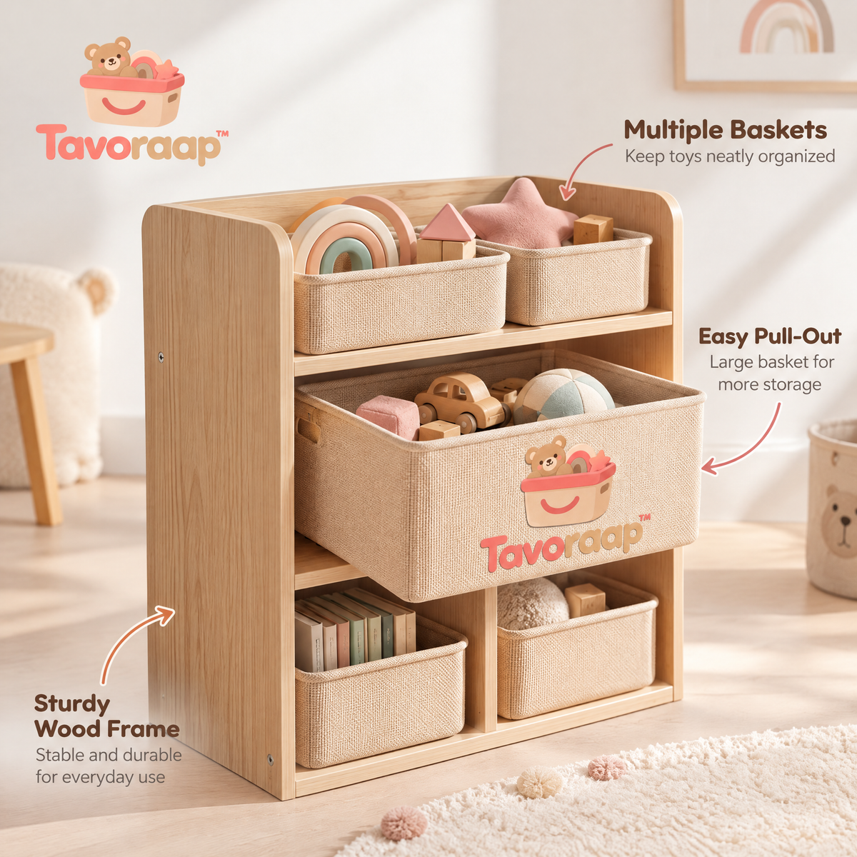 Tavoraap™ Kids Toy Storage Basket Shelf image 6