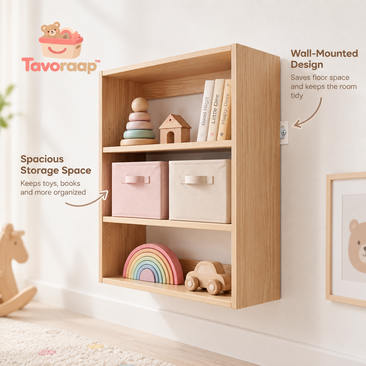 Tavoraap™ Children’s Playroom Storage Wall Shelf image 5