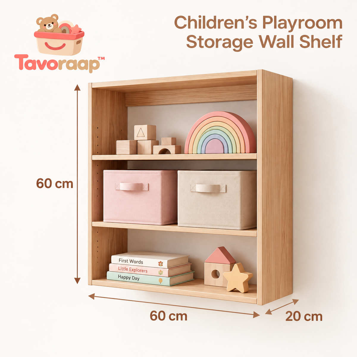 Tavoraap™ Children’s Playroom Storage Wall Shelf image 6